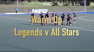 Legends v All Stars Hockey. Warm-Up pre-game. Sunny Coast hockey centre 2022