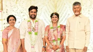 AP CM Chandrababu With His Wife Bhuvaneshwari Attended Nara Rohit and Siri Lella's Engagement | TrT