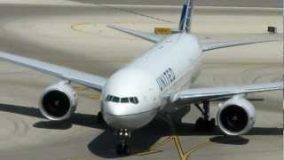 United Airlines Boeing 772 taxing to gate C9 at Ben Gurion airport-Israel