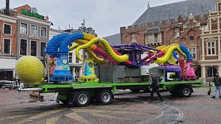 Transport en opbouw kermis Haarlem Grote Markt 2023