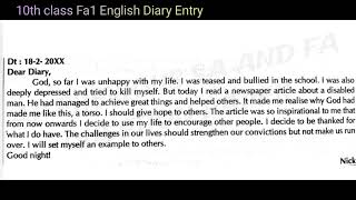 AP FA 1 2022-23 10th class English Diary Entry 5marks#education #10thclass #10th #10thenglish