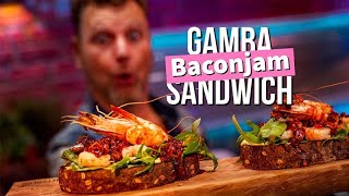 BACONJAM sandwich met garnalen op de BBQ