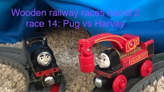 Wooden Railway races round 2 race 14: Pug vs Harvey