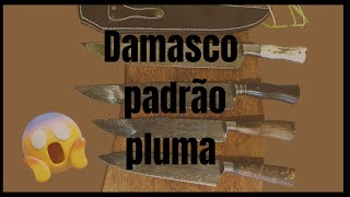 Vem ver essas facas em aço Damasco padrão pluma