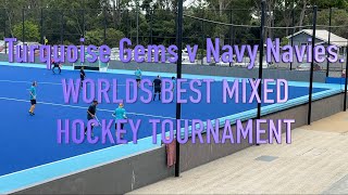 Turquoise Gems v Navy Navies. Gold Coast mixed hockey 2024.