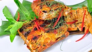 Thai Dessert - Rustic Curried Cat Fish Grilled in Banana Leaves (Ping Ngob)