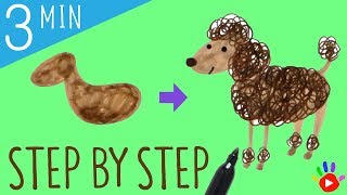 How to Draw a Poodle | Drawing Cute Puppy for Kids | Easy Fun Drawing Coloring Tutorial | OKIDOKIDS