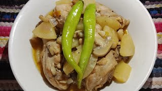 Pininyahang manok with mushroom