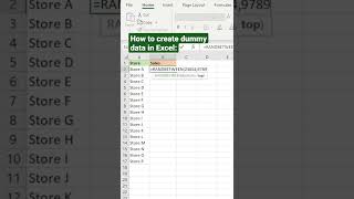 Create dummy data in Excel! #shorts