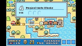 Mario Advance 4  world-e Playthrough "Magical Note Blocks" (All coins)