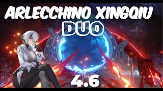 C0 Arlecchino duo with Xinqiu Both sides of Spiral abyss | Genshin