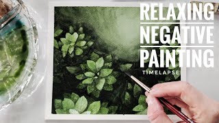 Easy Relaxing Negative Painting | Watercolor Tutorial for beginners | Art Video Paint with me