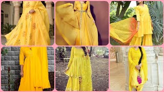 Haldi Ceremony Outfit | Haldi Dresses for Girl | Stylish Yellow Dress Design Collections