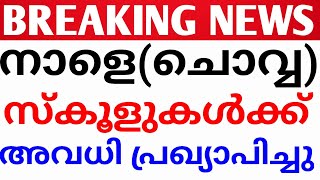 BREAKING:മുഴുവൻ സ്‌കൂളുകൾക്കും നാളെ അവധി പ്രഖ്യാപിച്ചു കളക്ടർ.holiday news kerala.school avadhi