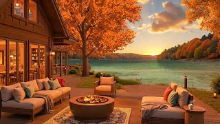 Soft Jazz by the Autumn Lakeside - Bossa Nova with Cozy Fireplace Sounds to Soothe the Soul