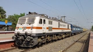 Funny Honking WAP7 Kumbh Express Speeds Past Galsi at Full Speed..