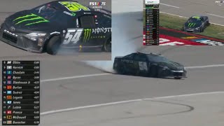 TY GIBBS NEAR SAVE TIRE DAMAGE - 2023 ADVENT HEALTH 400 NASCAR CUP SERIES AT KANSAS