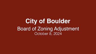 10-8-24 Board of Zoning Adjustments Meeting