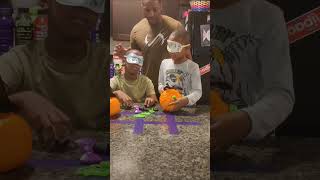 Blindfolded Pumpkin Carving Challenge: Who Wins? #capcut #capcutcaptions #ytcontest #pumpkin