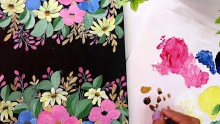 Painting floral design on canvas| #howtopaint | #onestrokepainting| #canvasart #easypainting