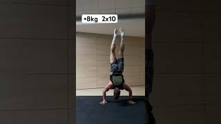 2x10 + 8kg #handstand #pushups  #shortvideo #gymexercise #gym #exercise #workout #cardio #gymshark