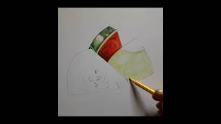 Realistic watermelon 🍉 color pencil drawi ng//drawing watermelon with color pencil