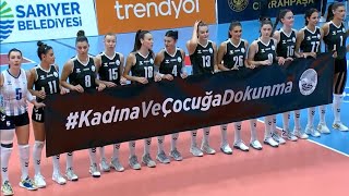 Sarıyer Kadın Voleybol Takımı'ndan Anlamlı Mesaj; Kadına ve Çocuğa Dokunma