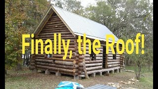 OFF GRID LOG CABIN BUILD #16 How I Install Metal Roof Panels