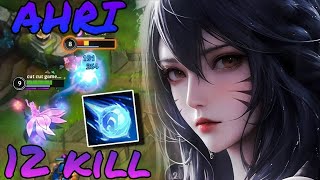 Wild Rift:MID LINER AHRI VS TEEMO 12 KILL FULL GAMEPLAY (ITEMS/RUNES)