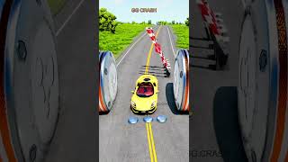 cars vs bollard five barrier crash #shorts BeamNG.drive