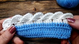 Красивая обвязка крючком   Обьемная кайма. Beautiful crochet trim Volumetric border.