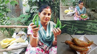 Green chilli pakora fry recipes।#dipti #village #cooking #vlog _