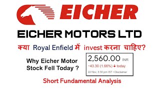 Eicher Motor Fundamental Analysis | Why Eicher Motors Stock is Falling ? | Should you Invest?