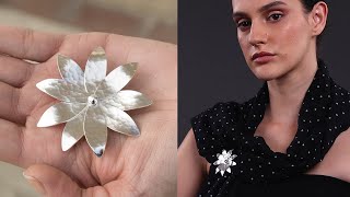 Sterling silver flower brooch, floral wedding jewelry by Emmanuela®