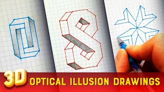 How to Draw 3D Optical Illusion Easy 🤔✎ 3D Drawing Art Tutorial on Graph Paper #3dart #draw #artwork