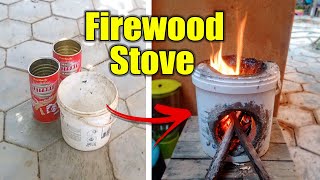 How to make firewood stove with cement and paint bucket