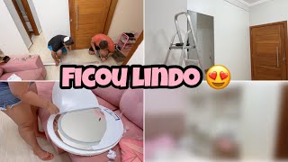 PARTE 2 DA MONTAGEM DO NOSSO GUARDA ROUPA E PAREDE | ABRI MEU ESPELHO NOVO | Tayane Silvia