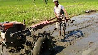 Pasang Pelampung Single Roda Traktor Sawah di Lahan Dangkal