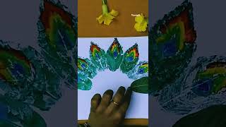 paint with leaf 🌿|#shorts #painting #viral #trending #viralvideo #viralshorts #leafart #pecock