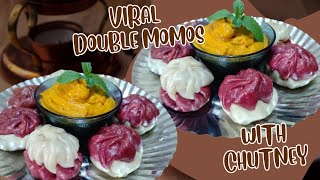 Veg Double Decker Momos With Chutney │एक ही मोमोज से 2 मोमोज का स्वाद │Street Food │ Dumplings😋