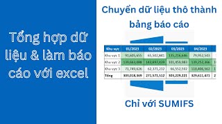 Lập báo cáo bảng từ dữ liệu thô với SUMIFS