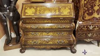 Antique Dutch Burr Walnut Floral Marquetry Bureau c.1780