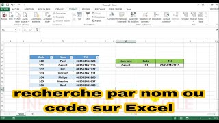 recherche par nom ou code sur Excel | formulaire de recherche dans excel