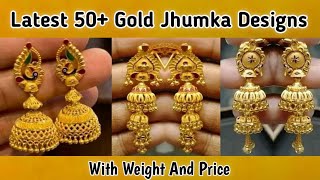 Latest 50+ Gold Jhumka Designs With Weight And Price || Jhumka Designs