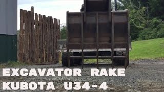 Kubota U35-4 Excavator with Rake---Invasive Shrub Removal