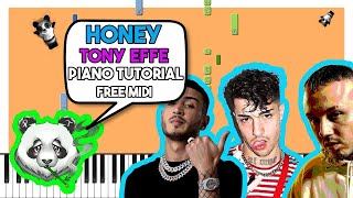 TONY EFFE, LAZZA, CAPO PLAZA - HONEY - FREE MIDI Piano Tutorial