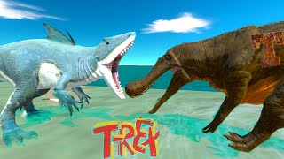 PURUSSAURUS Spino vs Megalodon Shark T REX - Animal Revolt Battle Simulator