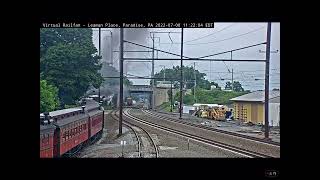 Strasburg 90 arrives in Leaman place but camera skips the next 3 minutes