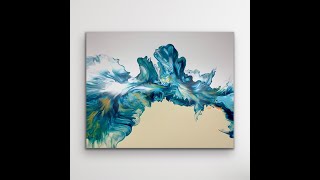 Beautiful Beach Inspired Split Background Dutch Pour Abstract Fluid Art Acrylic Pour Painting