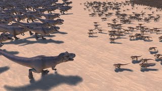 500 T-REXs vs 7000 Velociraptors - Ultimate Epic Battle Simulator